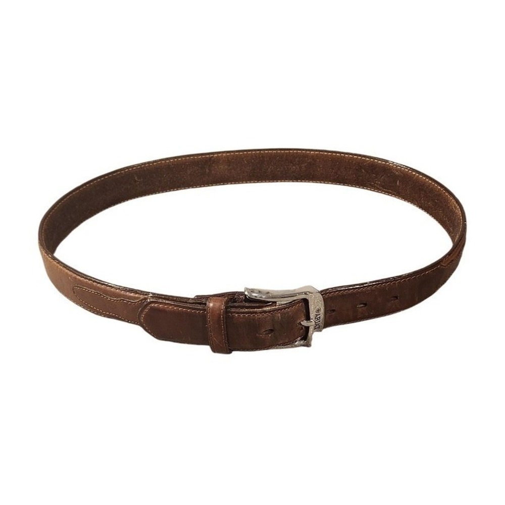 Ariat Leather Belt Mens Size 36 Brown Western Logo Buckle Distressed D1022